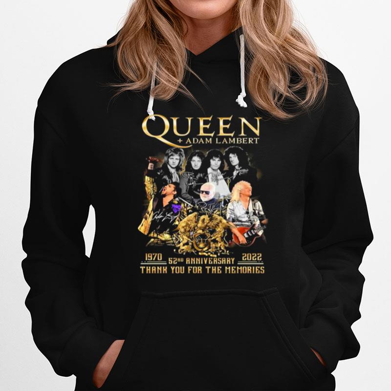 Queen Adam Lambert 1970 2022 52Nd Anniversary Signatures Thank You For The Memories Hoodie