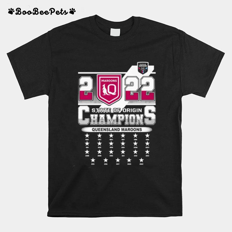 Queensland Maroons 2022 State Of Origin Champions 23X Champions T-Shirt