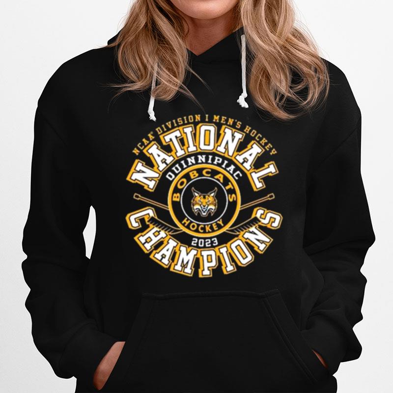 Quinnipiac Bobcats 2023 Ncaa Mens Ice Hockey National Champions Top Rung Hoodie