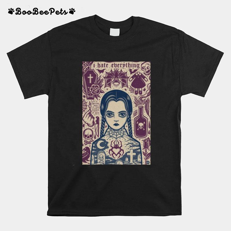 Quote I Hate Everything Wednesday Addams Vintage T-Shirt