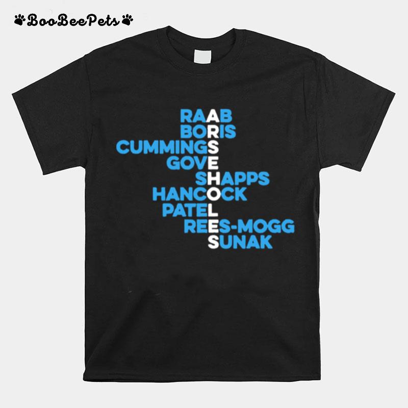 Raab Boris Cummings Gove Shapps Hancock Patel Reesmogg Sunak T-Shirt