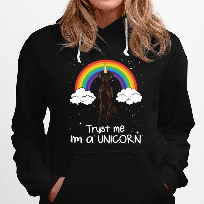 Rainbow Black Great Dane Trust Me Im A Unicorn Dog Hoodie