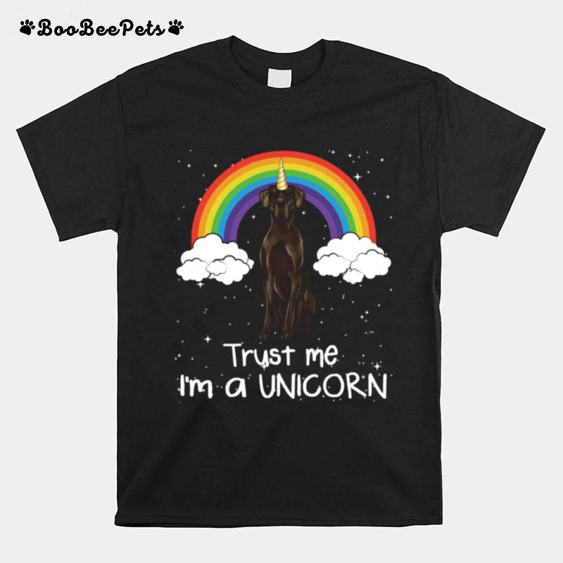 Rainbow Black Great Dane Trust Me Im A Unicorn Dog T-Shirt