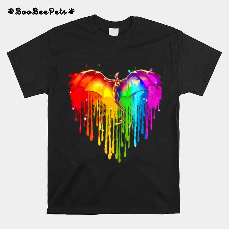 Rainbow Dragon Lgbt Heart T-Shirt