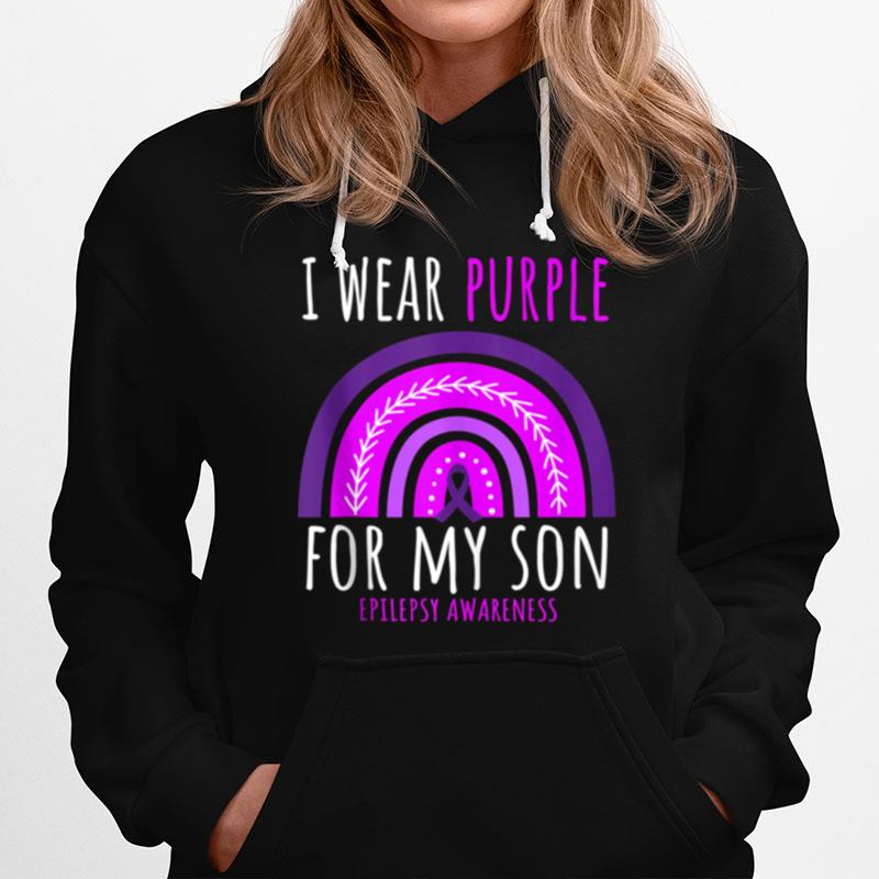 Rainbow Mom Dad I Wear Purple For My Son Epilepsy Awareness Hoodie