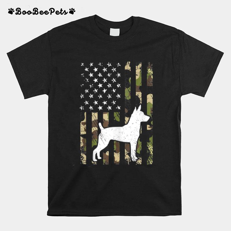 Rat Terrier Dog Dad Mom Camouflage Usa Flag T-Shirt