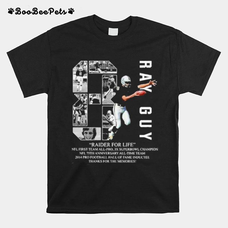 Ray Guy American Football Thank For The Memories 2022 T-Shirt