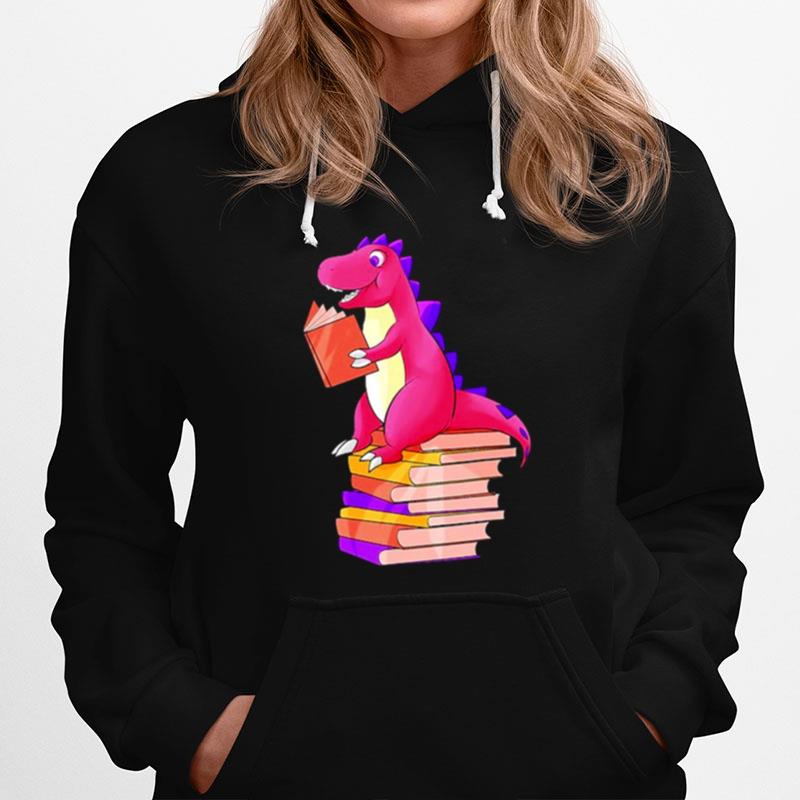 Reading Dinosaur T Rex Dinosaur Dino Book Lover Hoodie