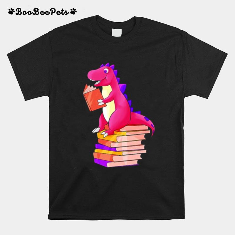 Reading Dinosaur T Rex Dinosaur Dino Book Lover T-Shirt