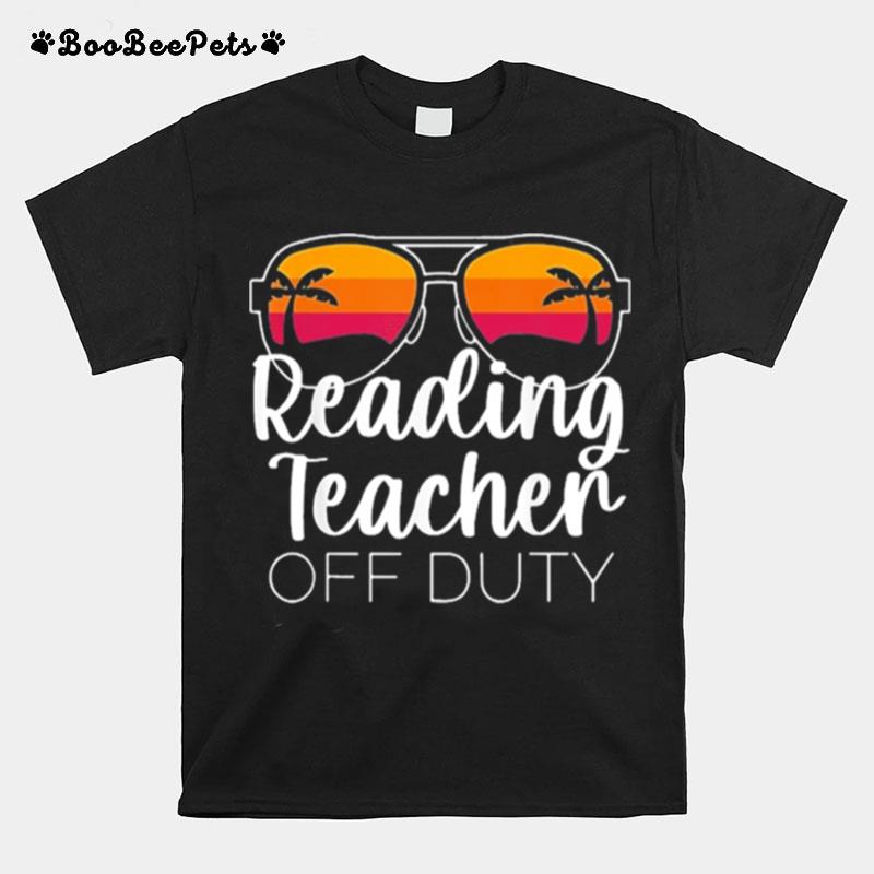 Reading Teacher Off Duty Sunglasses Beach Sunset T-Shirt