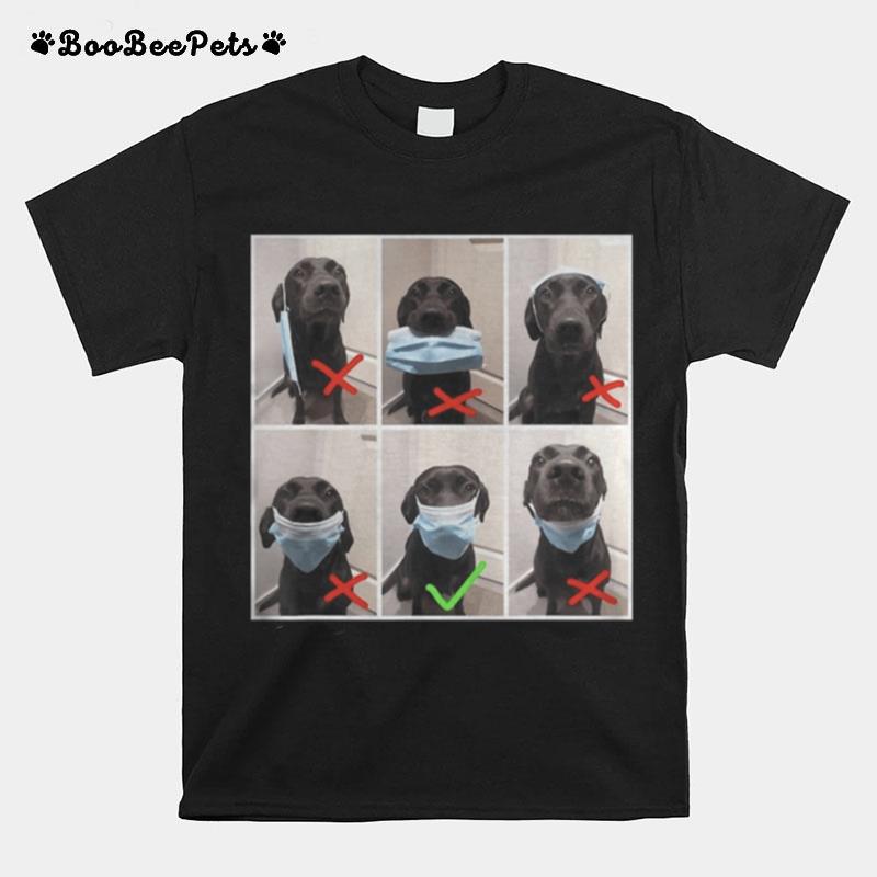 Real Dog Wear Face Mask Wrong And Right Social Distance T-Shirt