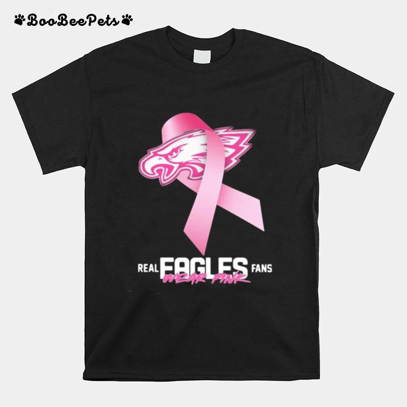 Real Eagles Fans Wear Pink Logo Cancer Awareness T-Shirt