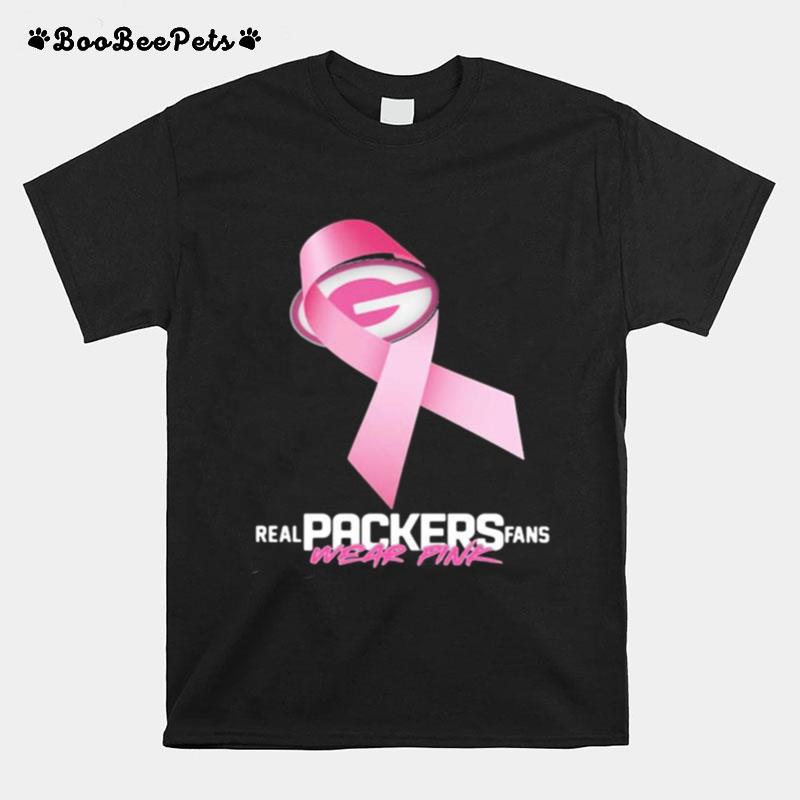 Real Packers Fans Wear Pink Logo Cancer Awareness T-Shirt