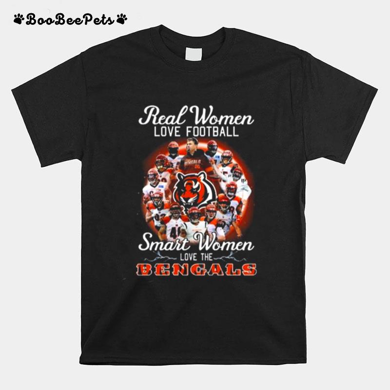 Real Women Love Baseball Smart Women Love The Cincinnati Bengals Signatures 2022 T-Shirt