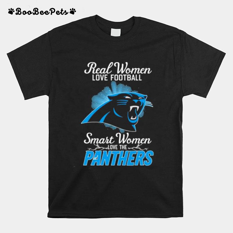 Real Women Love Football Smart Women Love The Carolina Panthers 2023 Logo T-Shirt