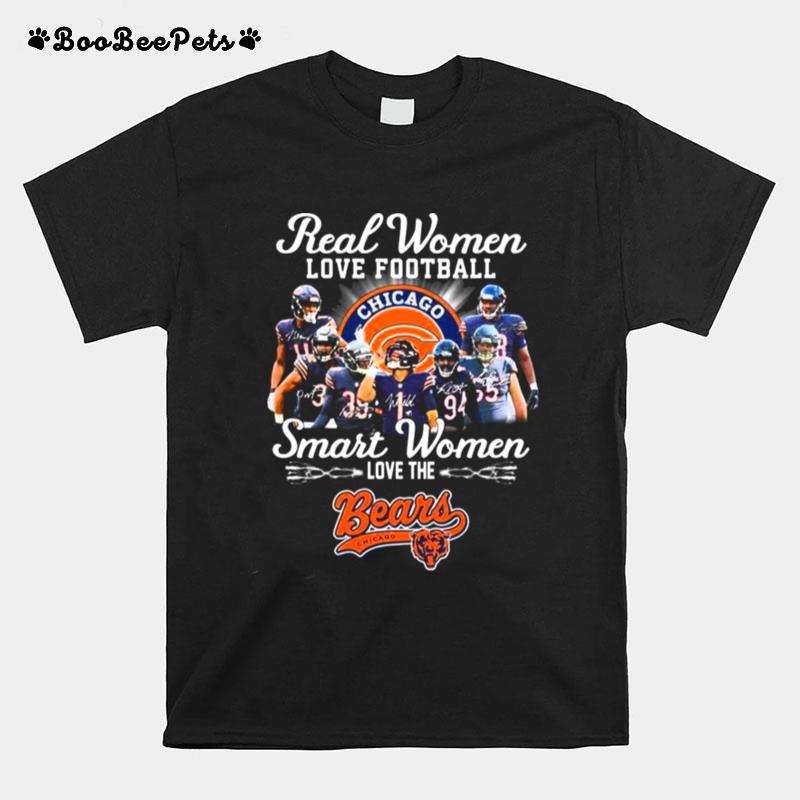 Real Women Love Football Smart Women Love The Chicago Bears Team Signatures T-Shirt