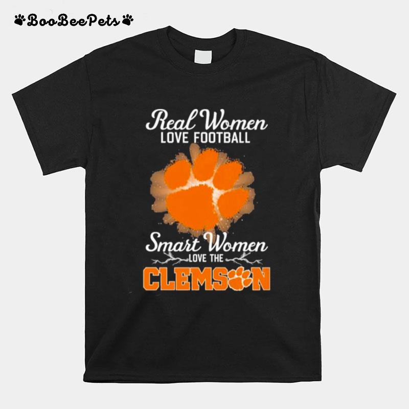 Real Women Love Football Smart Women Love The Clemson Tigers 2023 Logo T-Shirt