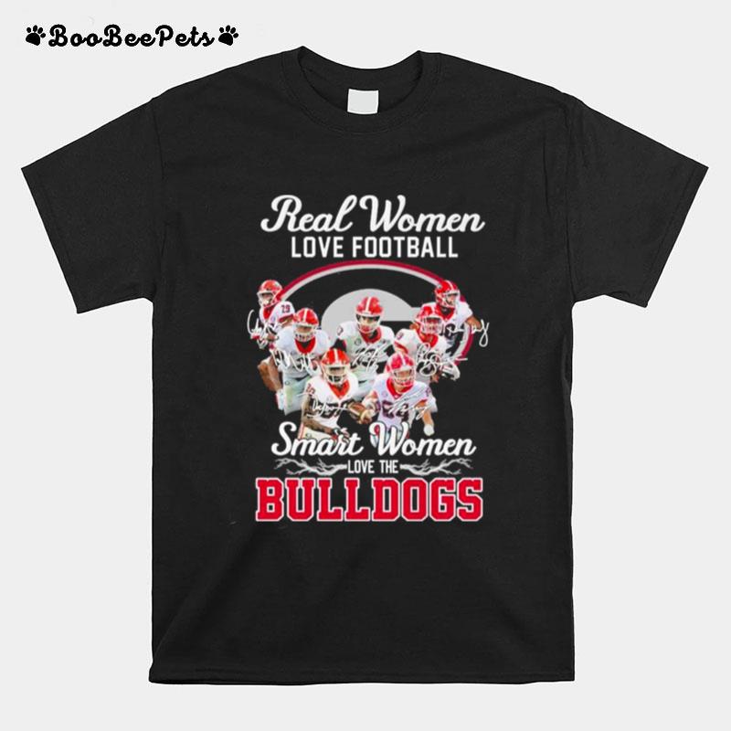 Real Women Love Football Smart Women Love The Georgia Bulldogs 2022 Champions Signatures T-Shirt