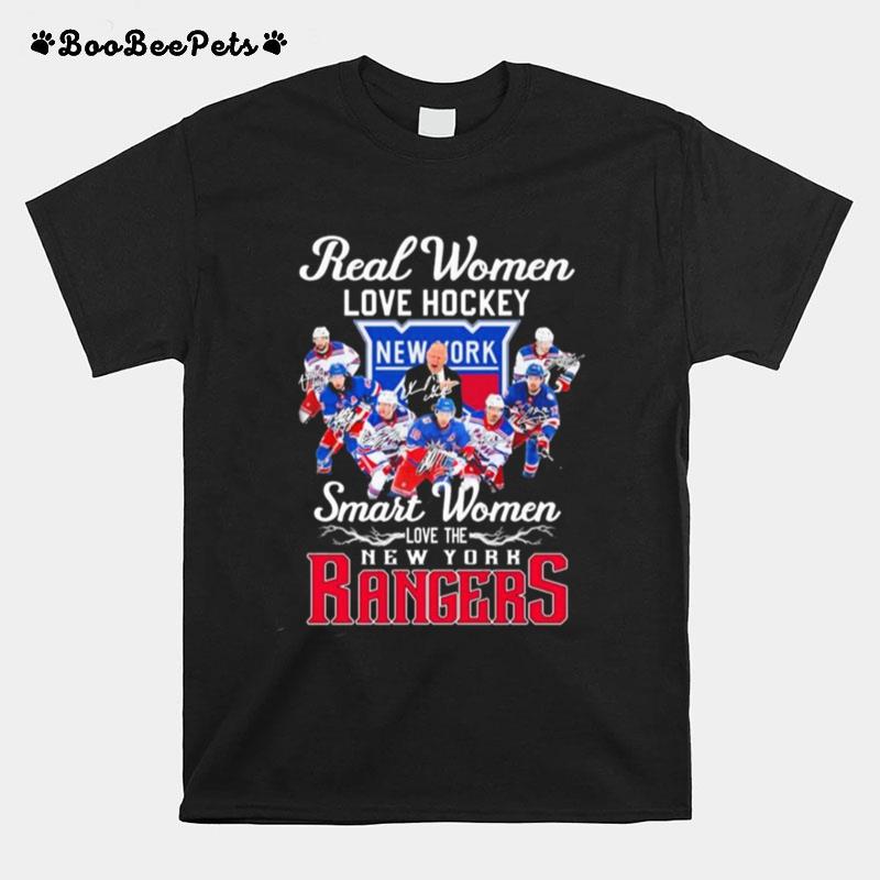 Real Women Love Hockey Smart Women Love The New York Rangers Hockey 2023 Signatures T-Shirt