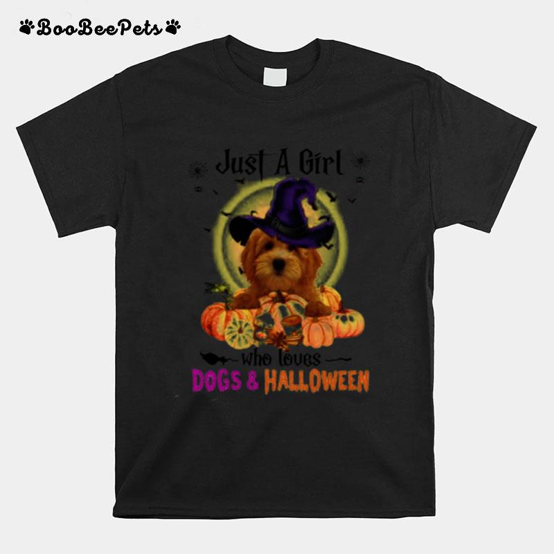 Red Goldendoodle Just A Girl Who Loves Dogs And Halloween T-Shirt