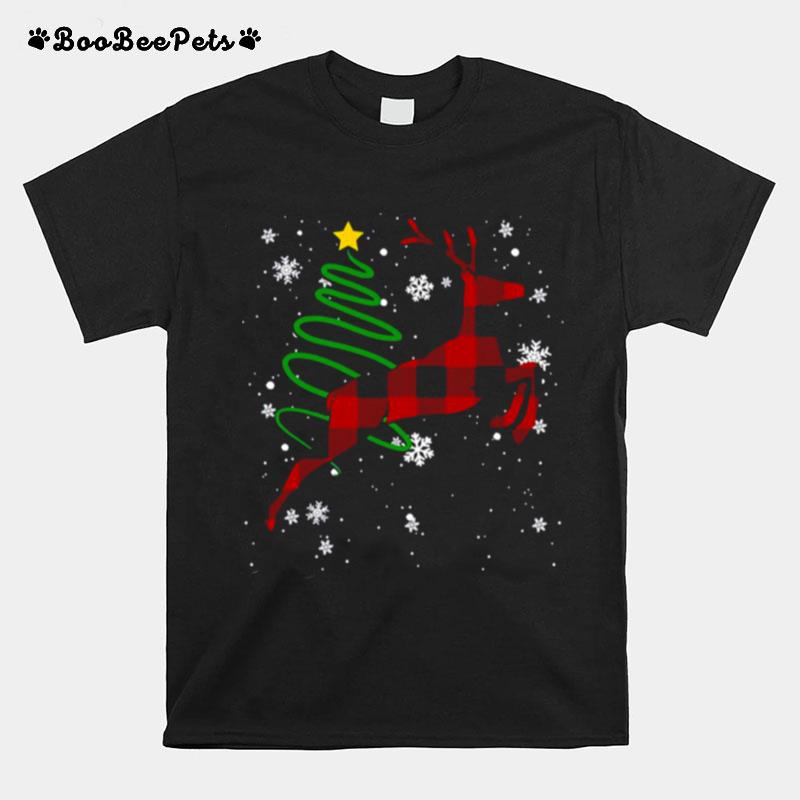 Red Plaid Reindeer Buffalo Deer Family Pajama Christmas T-Shirt