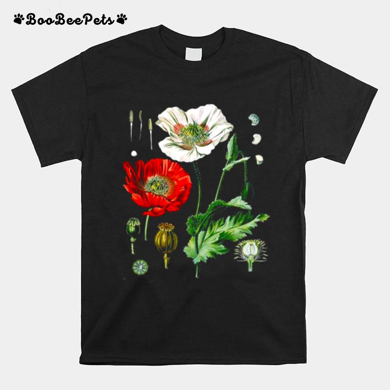 Red Poppy Botanical Flower Poppy Plant For Biologists T-Shirt