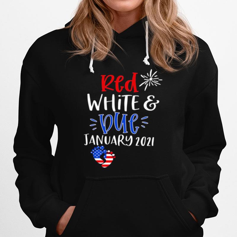 Red White Due Pregnancy Announcement Cute 4Th Of July Pregnancy Hoodie