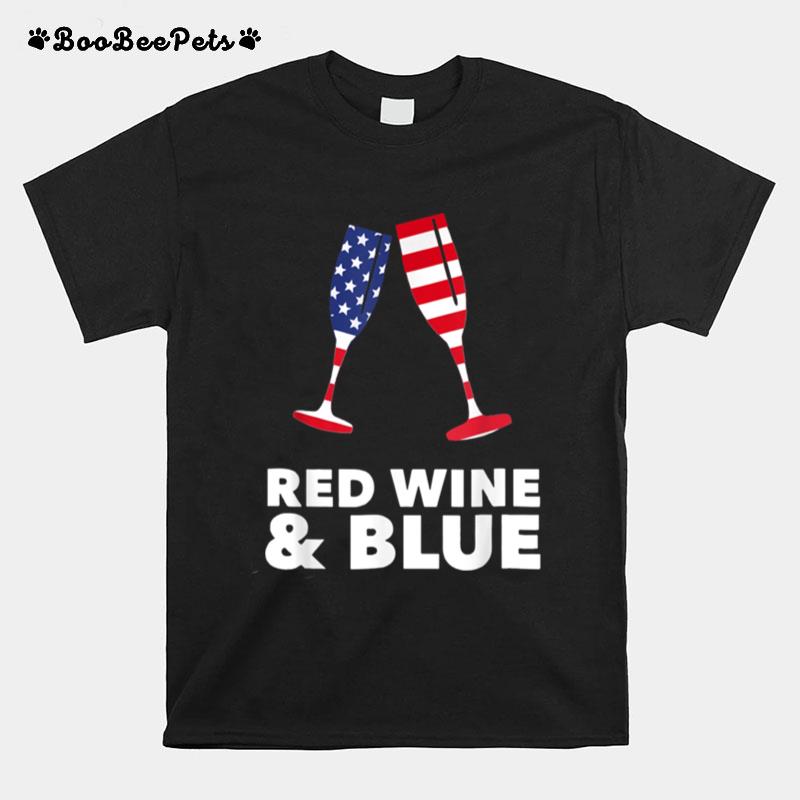 Red Wine Blue American Flag 4Th Of July Men Women Merica Usa T B09Zpc5Ch8 T-Shirt