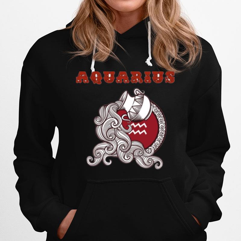 Red Zodiac Sign Aquarius Hoodie