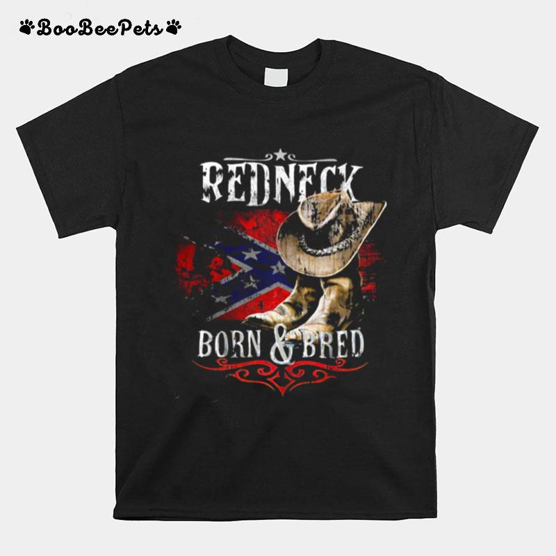 Redneck Born And Bred Cowboy Flag T-Shirt