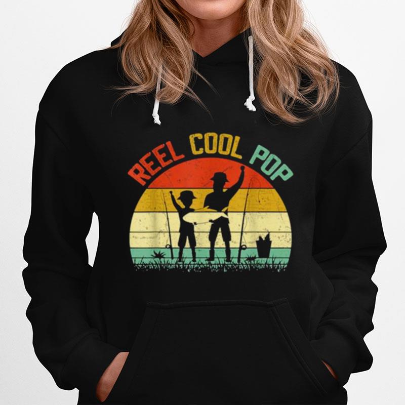 Reel Cool Pop Vintage Fisherman Fathers Day Hoodie