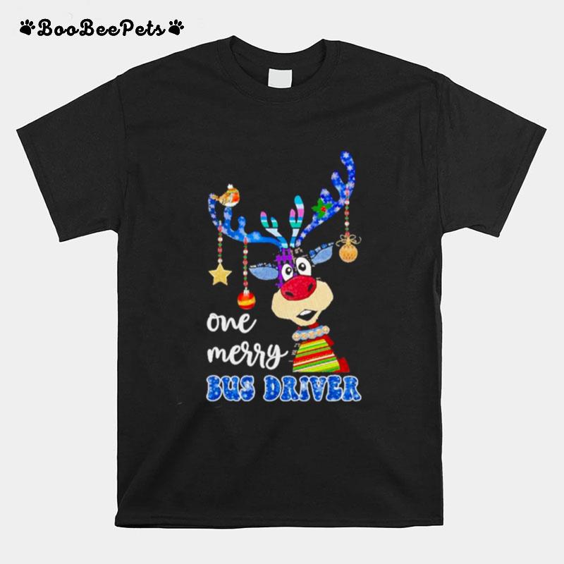 Reindeer Bauble One Merry Bus Driver Merry Christmas 2022 T-Shirt