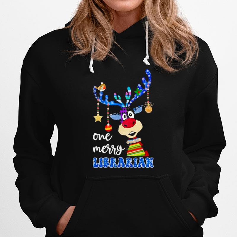 Reindeer Bauble One Merry Librarian Merry Christmas 2022 Hoodie