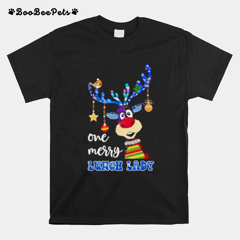 Reindeer Bauble One Merry Lunch Lady Merry Christmas 2022 T-Shirt