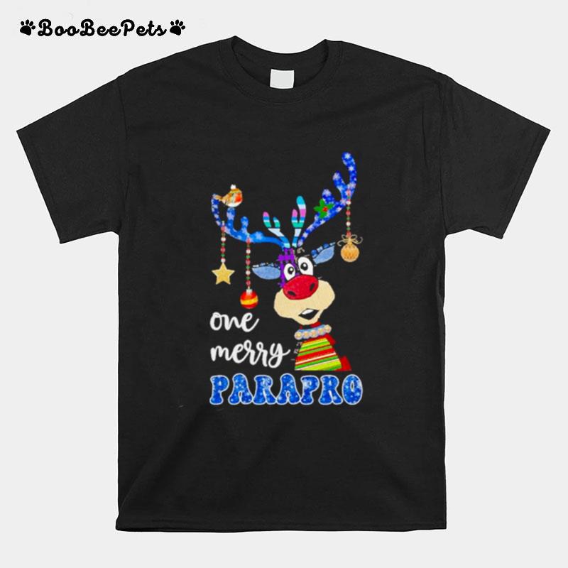 Reindeer Bauble One Merry Paraprofessional Merry Christmas 2022 T-Shirt