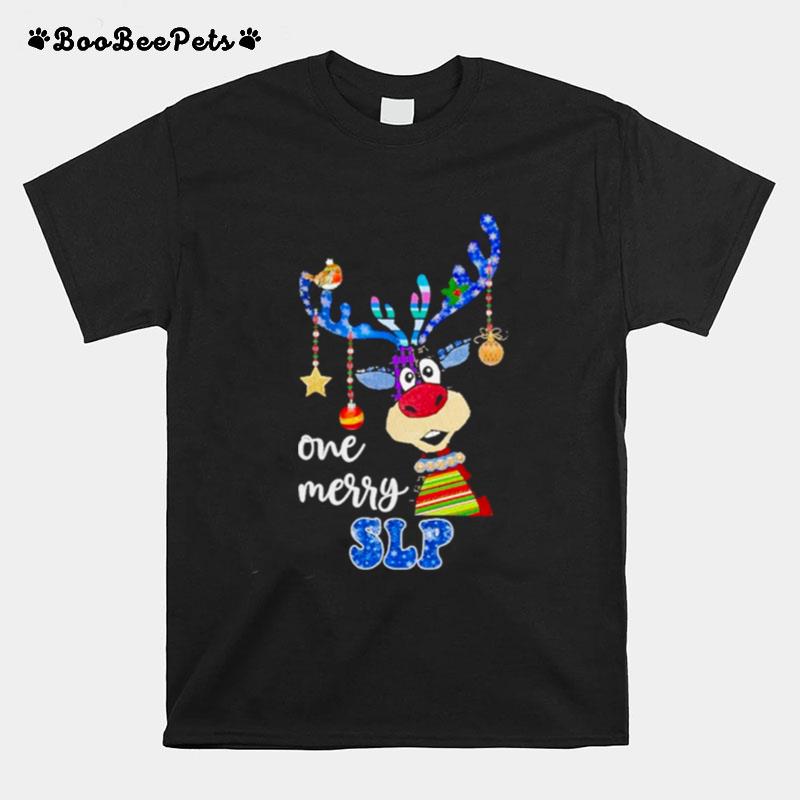 Reindeer Bauble One Merry Speech Language Pathologist Merry Christmas 2022 T-Shirt
