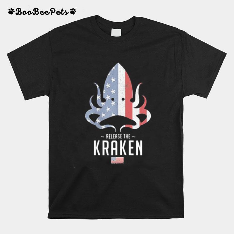Release The Kraken Us Flag T-Shirt