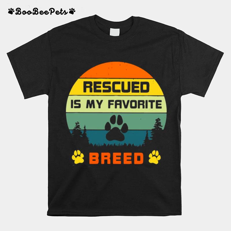 Rescued Is My Favorite Breed Retro 70S Sunset Off Camping Vintage T-Shirt