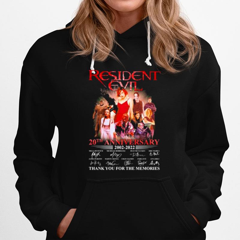 Resident Evil 20Th Anniversary 2002 2022 Thank You For The Memories Signatures Hoodie