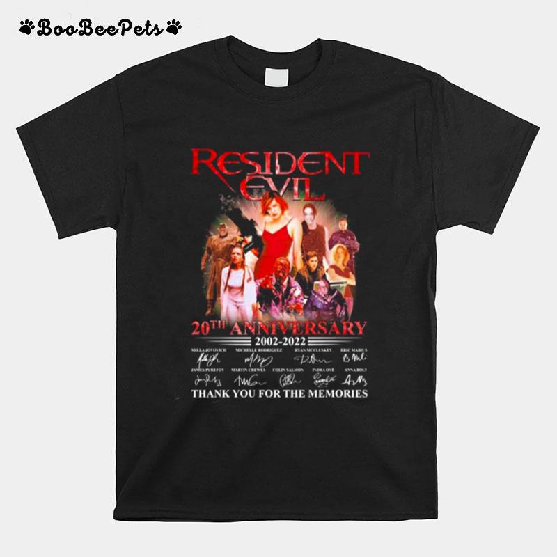 Resident Evil 20Th Anniversary 2002 2022 Thank You For The Memories Signatures T-Shirt