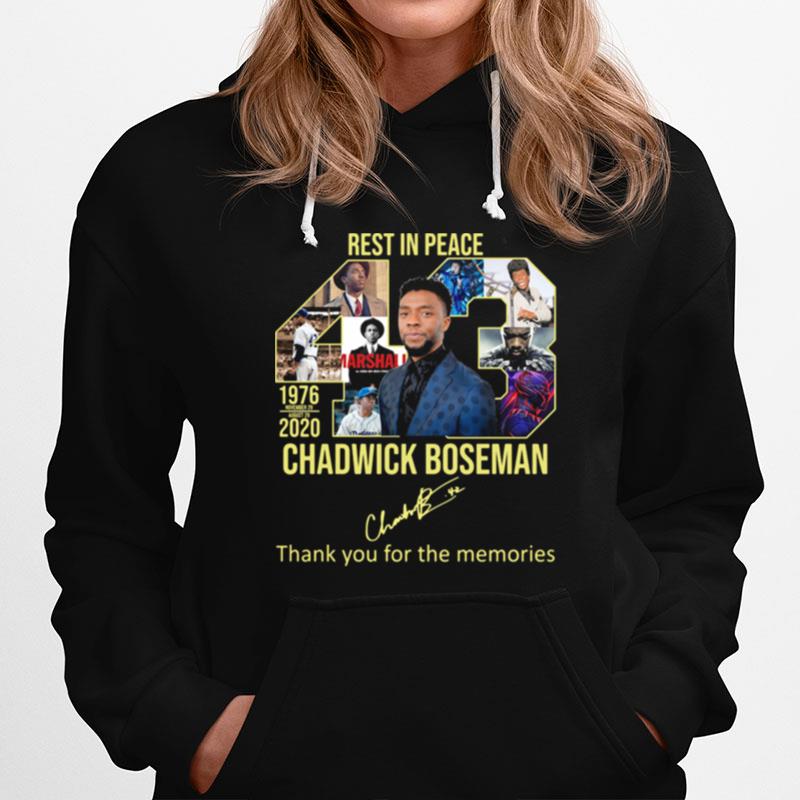 Rest In Peace 43 Rip Chadwick Boseman Thank You For The Memories Signature Hoodie