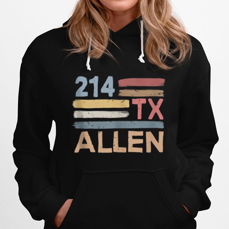 Retro Allen Area Code 214 Residents State Texas Hoodie