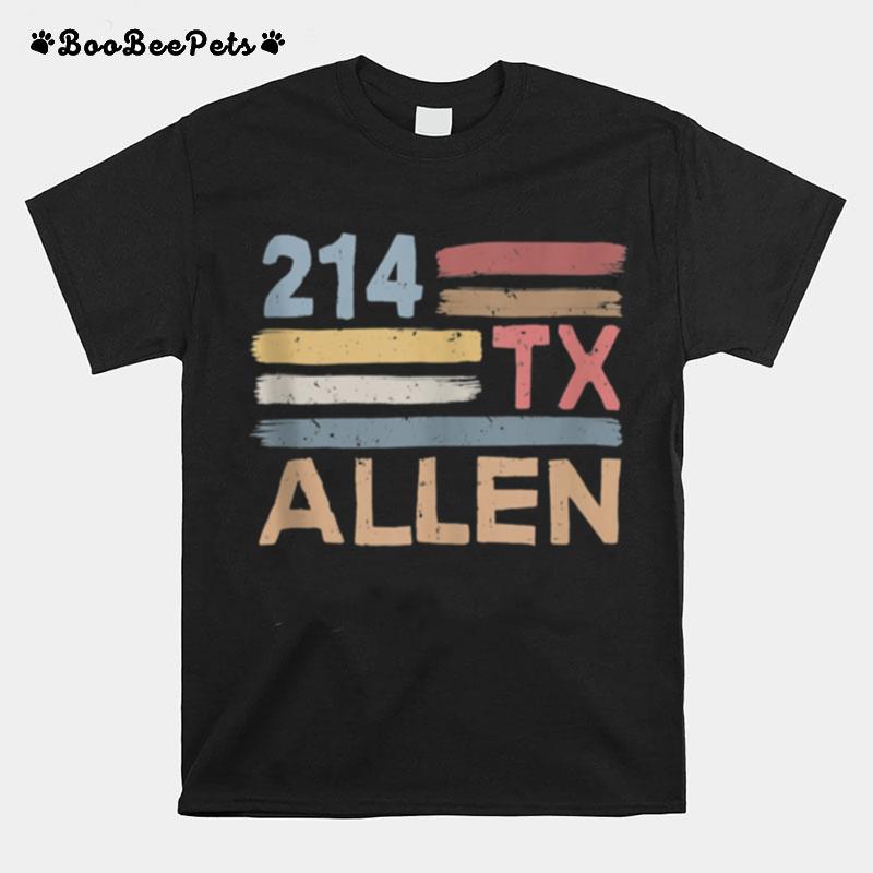 Retro Allen Area Code 214 Residents State Texas T-Shirt