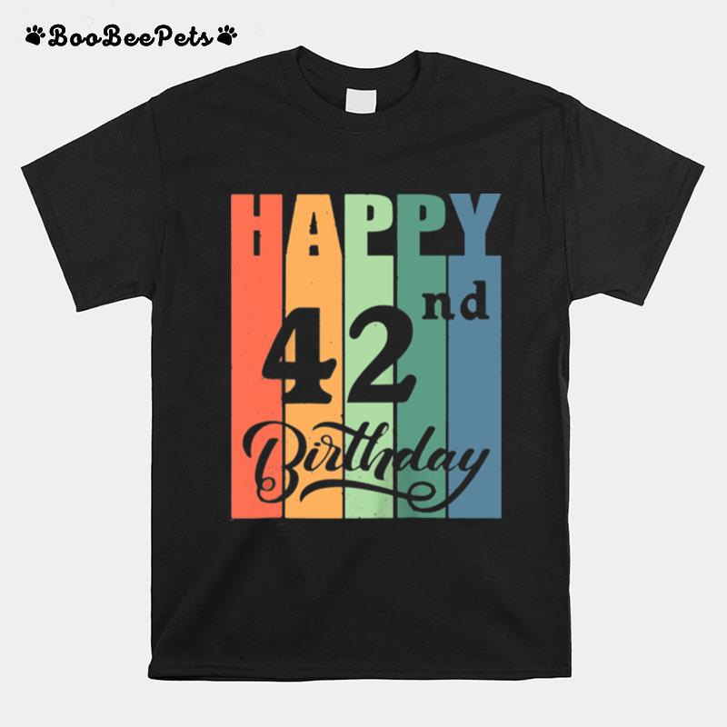 Retro Birthday For 42 Years Old Happy 42Nd Birthday T-Shirt