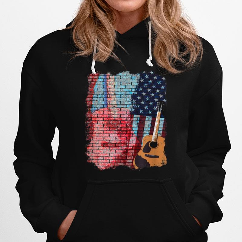 Retro Guitar American Flag Vintage Guitar Hoodie