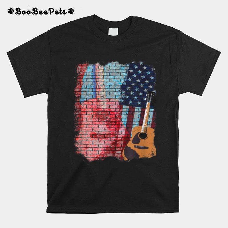 Retro Guitar American Flag Vintage Guitar T-Shirt