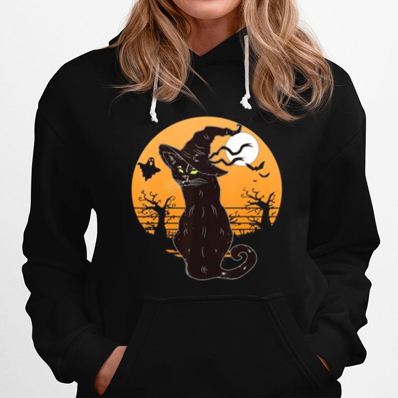 Retro Halloween Black Cat Hoodie