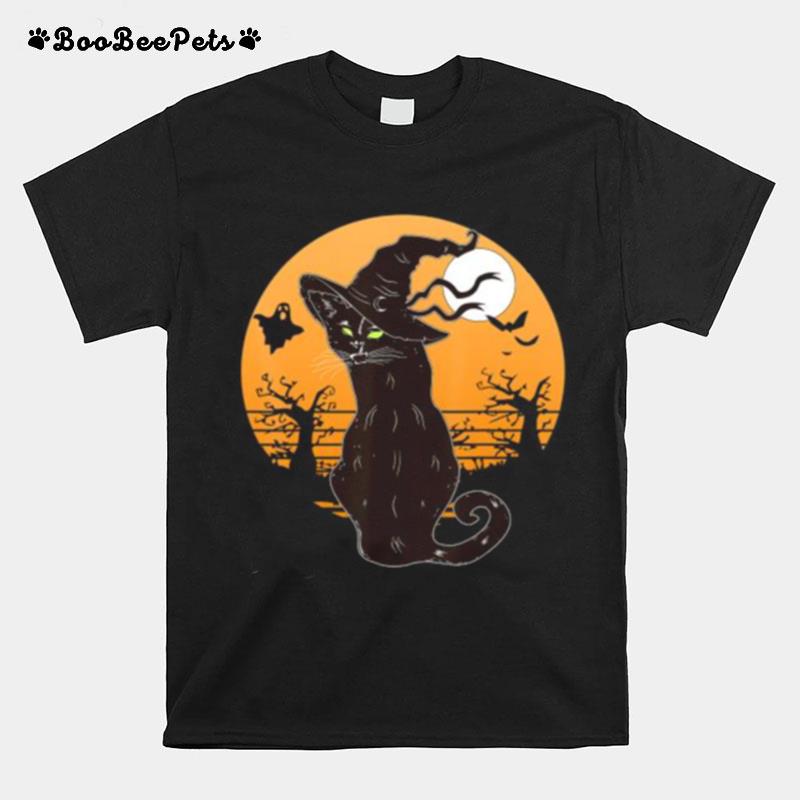 Retro Halloween Black Cat T-Shirt