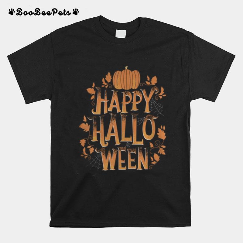 Retro Happy Halloween Women Men Vintage Pumpkin T-Shirt