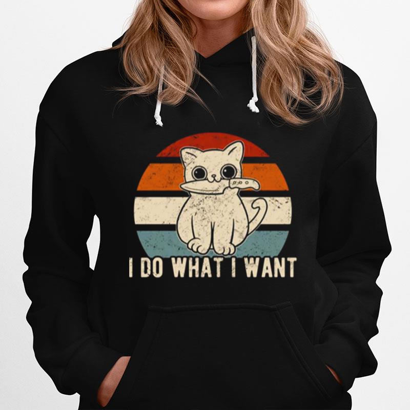 Retro I Do What I Want Killer Cat With Knife Hoodie